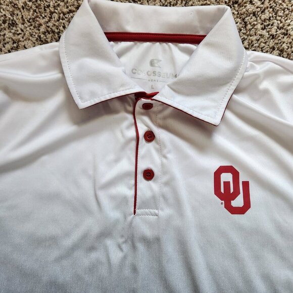 Oklahoma Sooners OU Logo Mens Large Gray Hombre Polo Shirt Colosseum - Picture 2 of 3